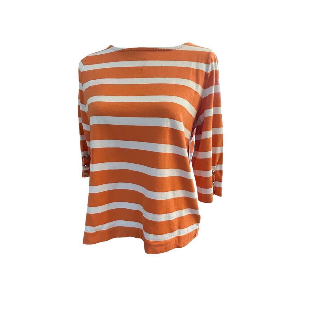 Lauren Ralph Lauren Orange Striped Top - Women's Size Large